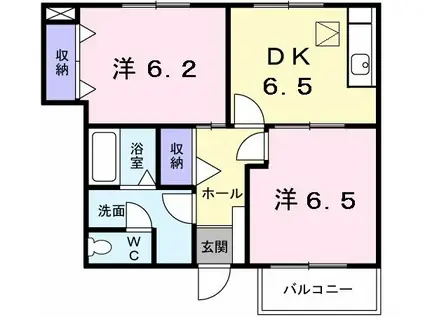 グラン・シェル I(2DK/1階)の間取り写真