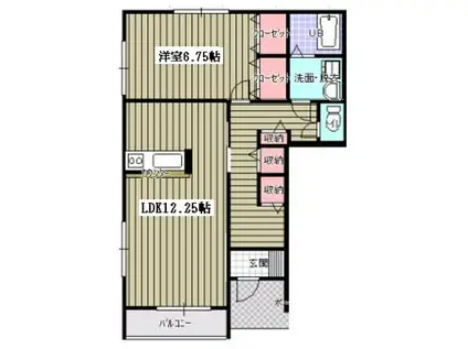 グランシャリオIII(1LDK/1階)の間取り写真