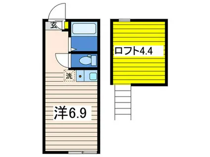 ユナイト石川町スウィートバレンタイン(ワンルーム/1階)の間取り写真