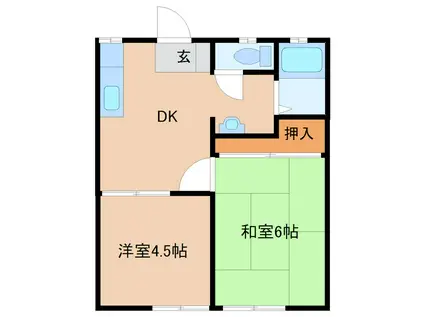 サンハイツI(2DK/2階)の間取り写真