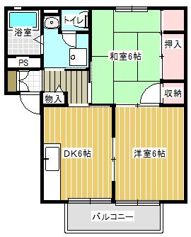 タウンホーム伊藤(2DK/1階)の間取り写真