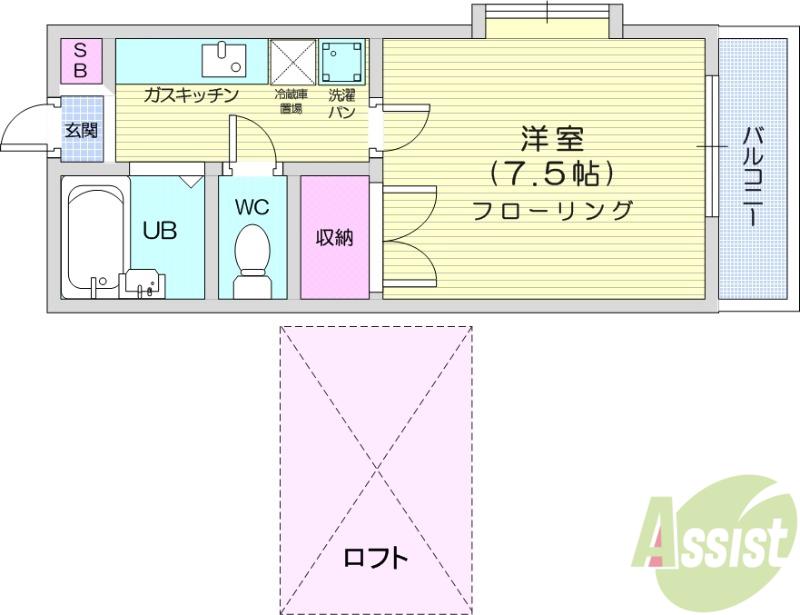 ラ・シャンブルクレールⅡ(1K/2階)の間取り写真
