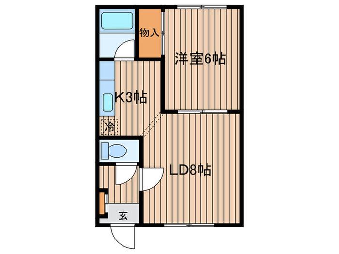スリーオークスVI(1LDK/3階)の間取り写真