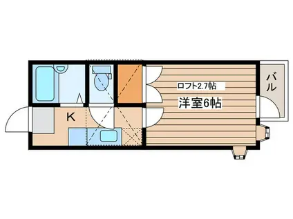 クリフサイド旭ヶ丘(1K/2階)の間取り写真