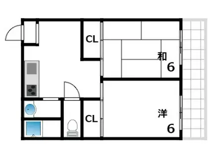 辻川マンション(2DK/2階)の間取り写真