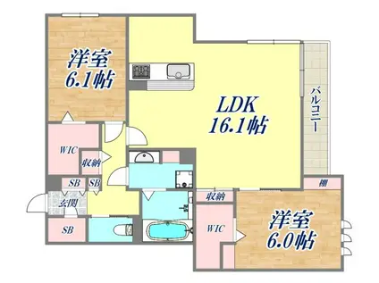 カリーノディモーラ(2LDK/1階)の間取り写真