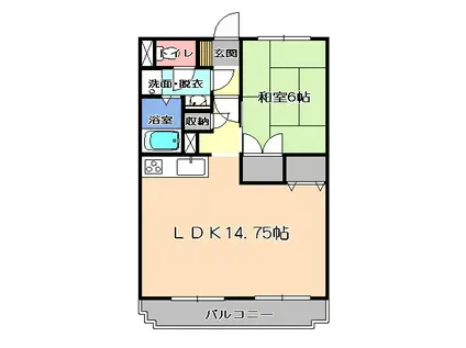 レジデンス三和(1LDK/3階)の間取り写真