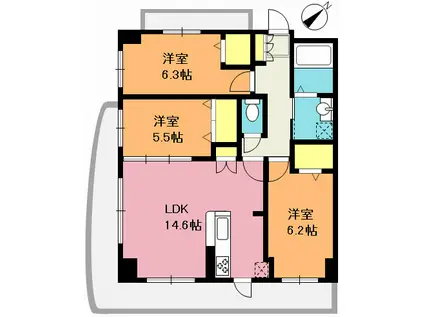 グランドソナ上尾(3LDK/2階)の間取り写真