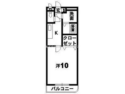 ウエストハイツ(1K/1階)の間取り写真