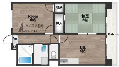 カルム東大阪(2DK/8階)の間取り写真