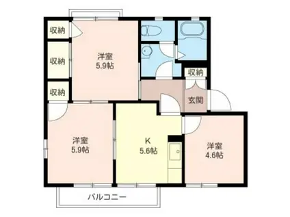 ファミールメゾンA(2LDK/1階)の間取り写真