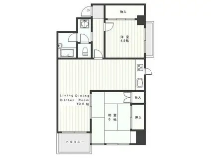 田戸ガードンツリー(2LDK/4階)の間取り写真