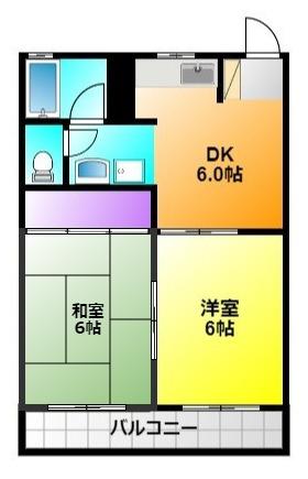 サンパレス金子(2DK/1階)の間取り写真