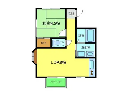 こうえいハイツ(1LDK/2階)の間取り写真