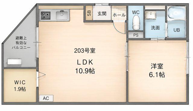 WILLOWLANE(1LDK/2階)の間取り写真