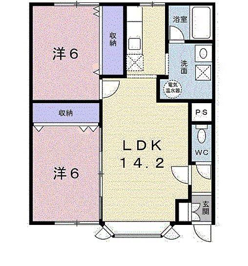 PARK喜多川D(2LDK/2階)の間取り写真