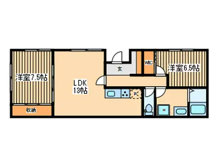 ヒルバレー(2LDK/1階)の間取り写真