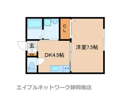 エスターテ(1DK/1階)の間取り写真