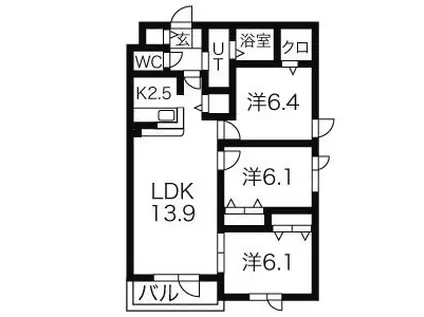 白南ハイツ8(3LDK/2階)の間取り写真