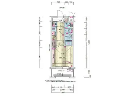 プレサンス高畑ルミア(1K/8階)の間取り写真