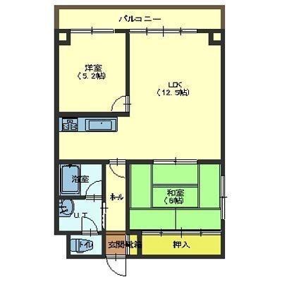 ロイヤルシティ壱番館(2LDK/7階)の間取り写真