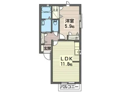 レザムルーズ(1LDK/2階)の間取り写真