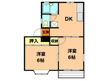 シャンボール内谷(2DK/1階)の間取り写真