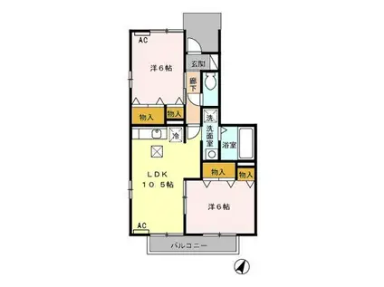 グランドソレーユ C(2LDK/1階)の間取り写真