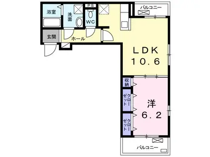 グランディオーズTOKI III(1LDK/2階)の間取り写真
