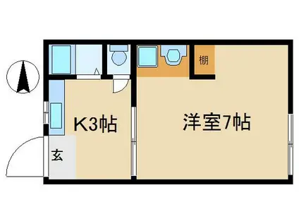 清光ハイツ(1K/3階)の間取り写真
