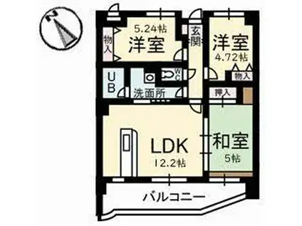 カーサ古江(3LDK/2階)の間取り写真