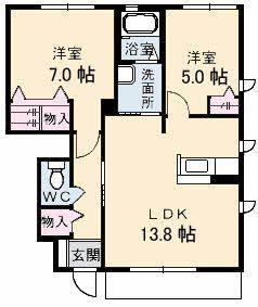 コンフォール E(2LDK/1階)の間取り写真