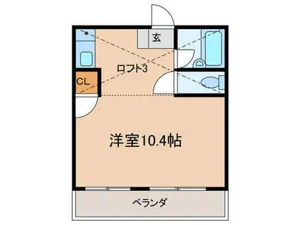 グリーンコートAI(ワンルーム/1階)の間取り写真