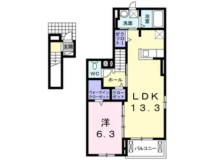 カルムメゾン(1LDK/2階)の間取り写真