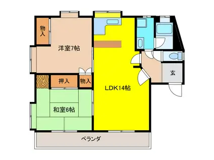 落合第7ビル(2LDK/4階)の間取り写真