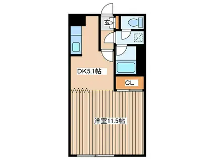ピュアコート円山(1DK/2階)の間取り写真