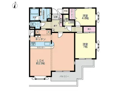ノット妙蓮寺(2LDK/1階)の間取り写真