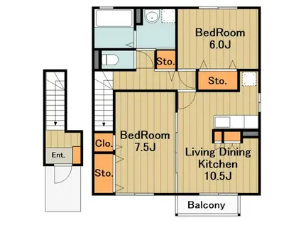 シャトレー・マグノリア Ⅰ(2LDK/2階)の間取り写真