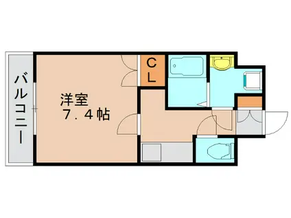 リヴァージュ箱崎(1K/2階)の間取り写真