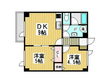 コーポハーバー(2DK/3階)の間取り写真