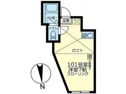 ユナイト大口アダムランバート(ワンルーム/1階)の間取り写真