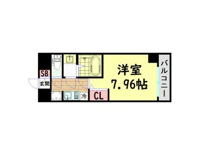 ラヴィータ難波元町(1K/2階)の間取り写真