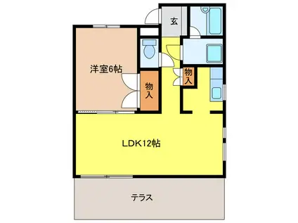 R WING II(1LDK/1階)の間取り写真