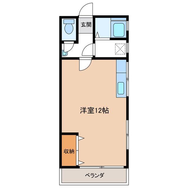 コーポ熊谷B棟(ワンルーム/2階)の間取り写真