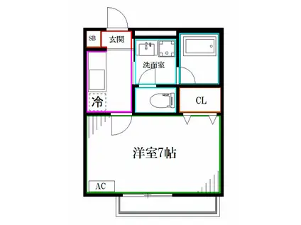 マインセントラル(1K/2階)の間取り写真