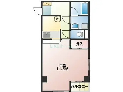 アイエスビル(1K/2階)の間取り写真