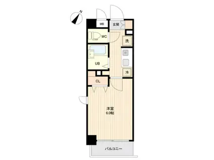 プライムアーバン行徳駅前II(1K/2階)の間取り写真