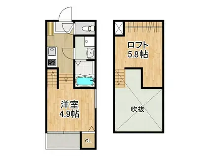 MODERN PALAZZO 貝津GRASSE(1SK/2階)の間取り写真