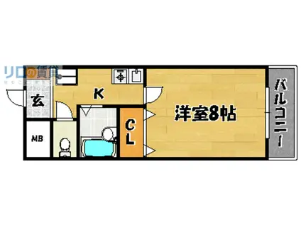 コートラビーム(1K/2階)の間取り写真