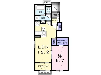 アンサンブル・デュオ(1LDK/1階)の間取り写真